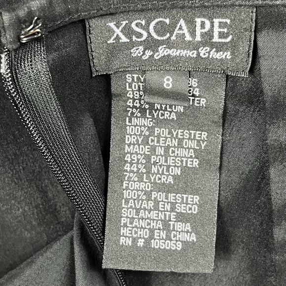 VTG XSCAPE by Joanna Chen Strapless Tiered Ruffle Mermaid Maxi Dress Black SZ 8 - Picture 12 of 13